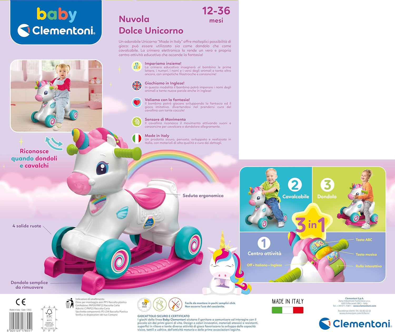 Clementoni 17855 Djurens första steg, flerfärgade leksaker Bebe Naty Shop