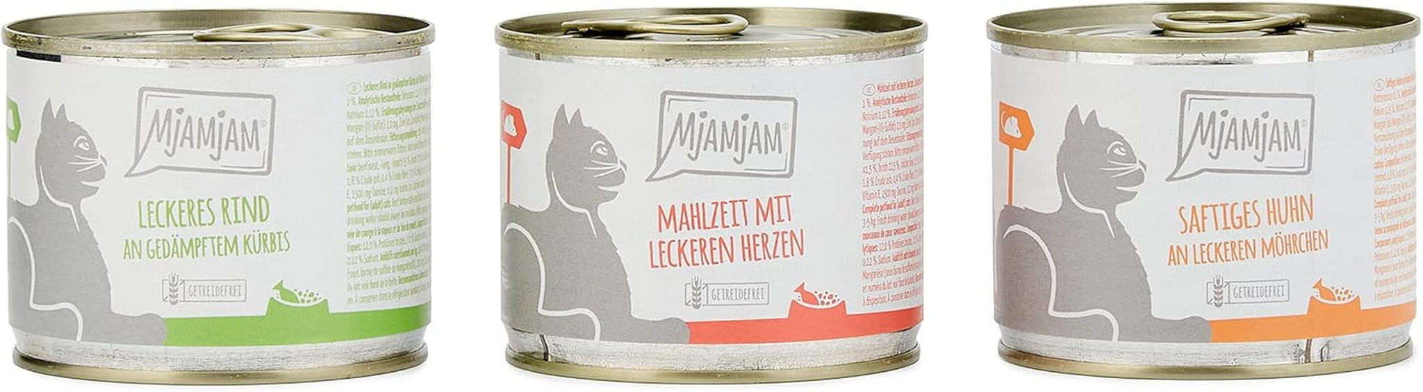 MjAMjAM - Premium Wet Cat Food - Mixed Pack I - Kyckling, nötkött, Hearts 6 Pack (6 x 200 g), spannmålsfri med extra kött