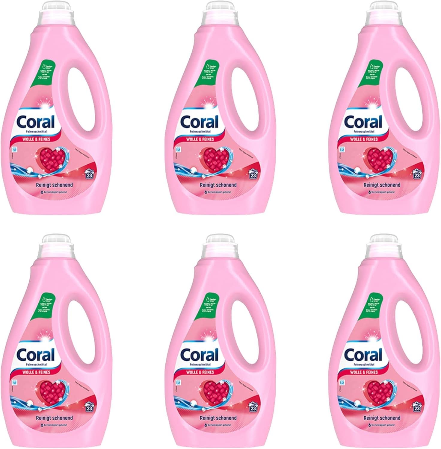 Korall ömtåligt flytande tvättmedel för ull och fintvätt, 23 tvättar, 1,15 liter Tvättmedel Naty Shop Set 6 x 1,15 liter