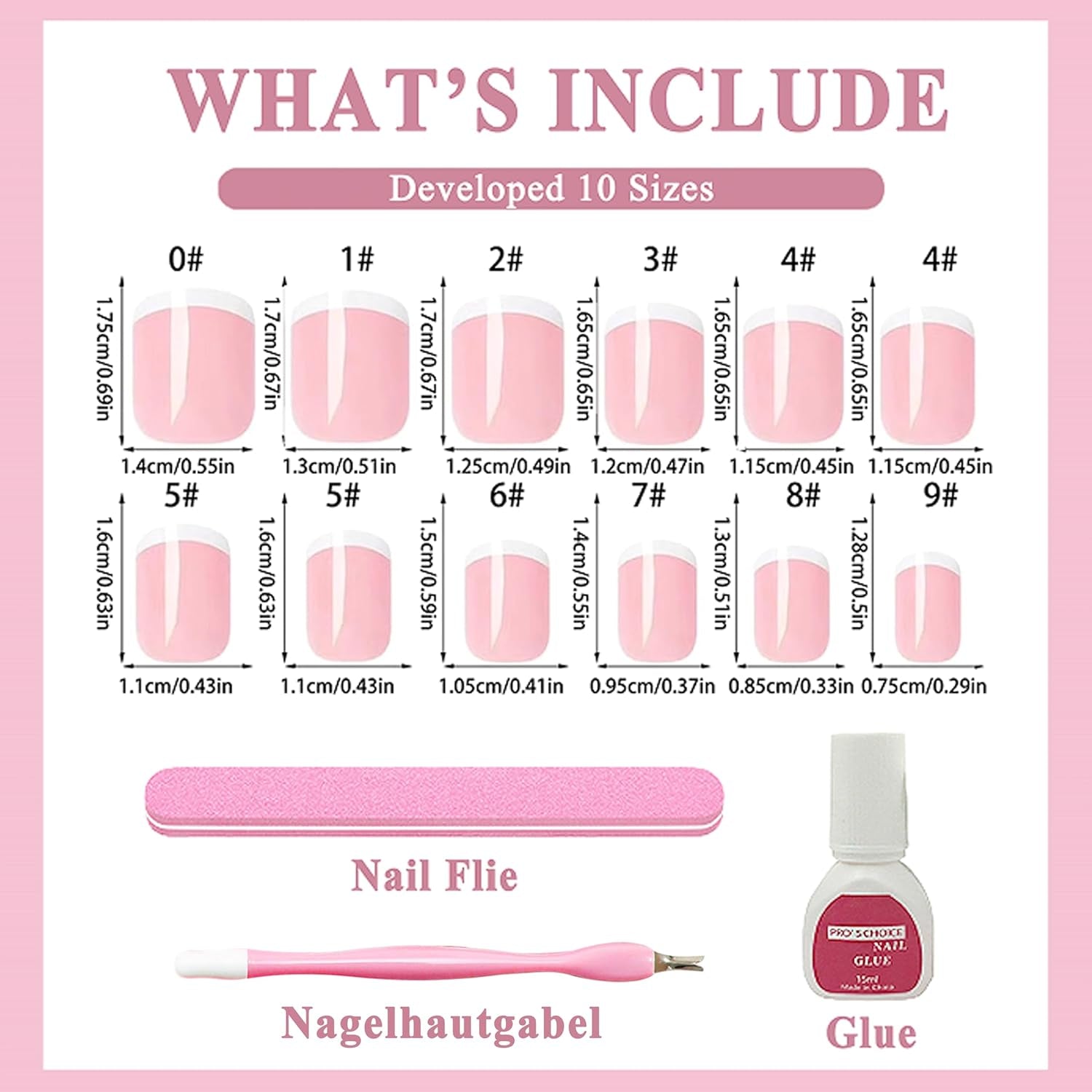 240 Set Korta franska lösnaglar, fyrkantiga konstgjorda naglar, lim på naglar, akryl nagelspetsar, lösnaglar för kvinnor, DIY Nail Art