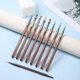 10 Stück Nailart Pinsel Set, Braun Nail Art Borstar Nailart Design Pinsel Nageldesign Pinselfür Gelnägelfür Heimwerker Maniküre Salon Zuhause Nailpinsel Set