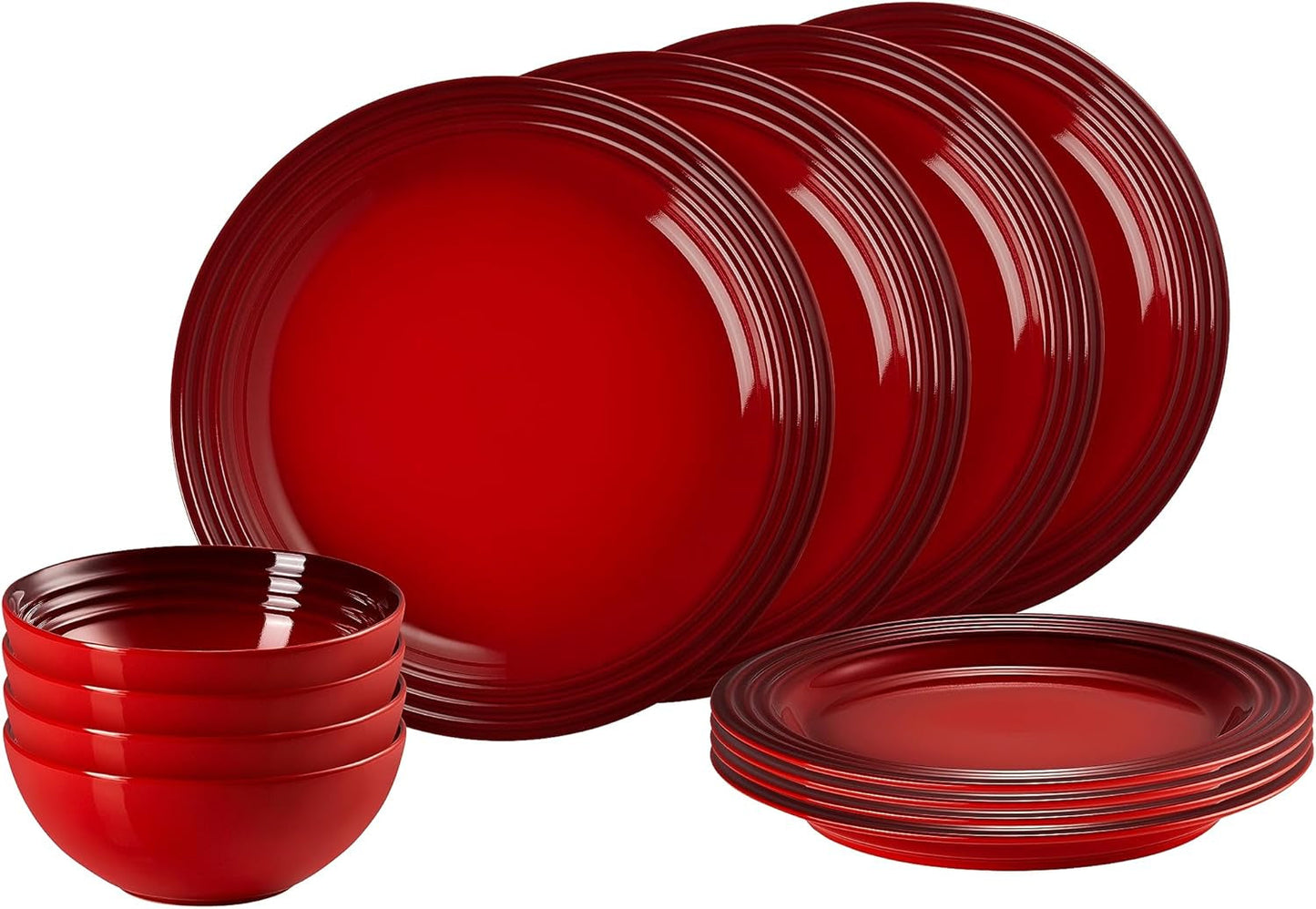 Le Creuset servisset i stengods, 12 delar, körsbärsrött, 79351000607081
