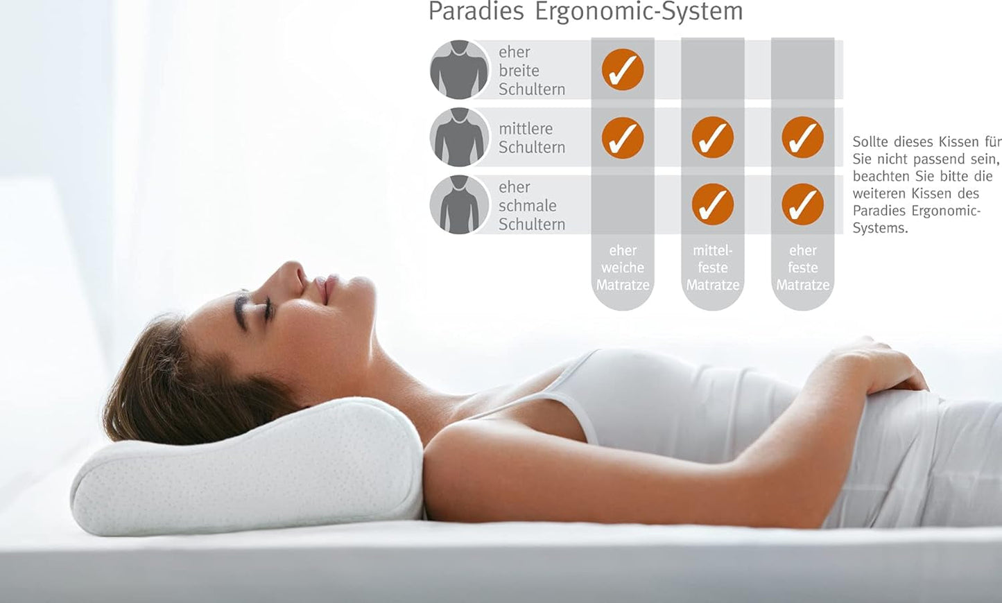 PARADIES Nackkudde 40X80 Cm - Revita Ergonomic - IGR-certifierad, Ergonomisk nackstödskudde Höjd: 10 Cm Cervikala ortopediska kuddar Naty Shop