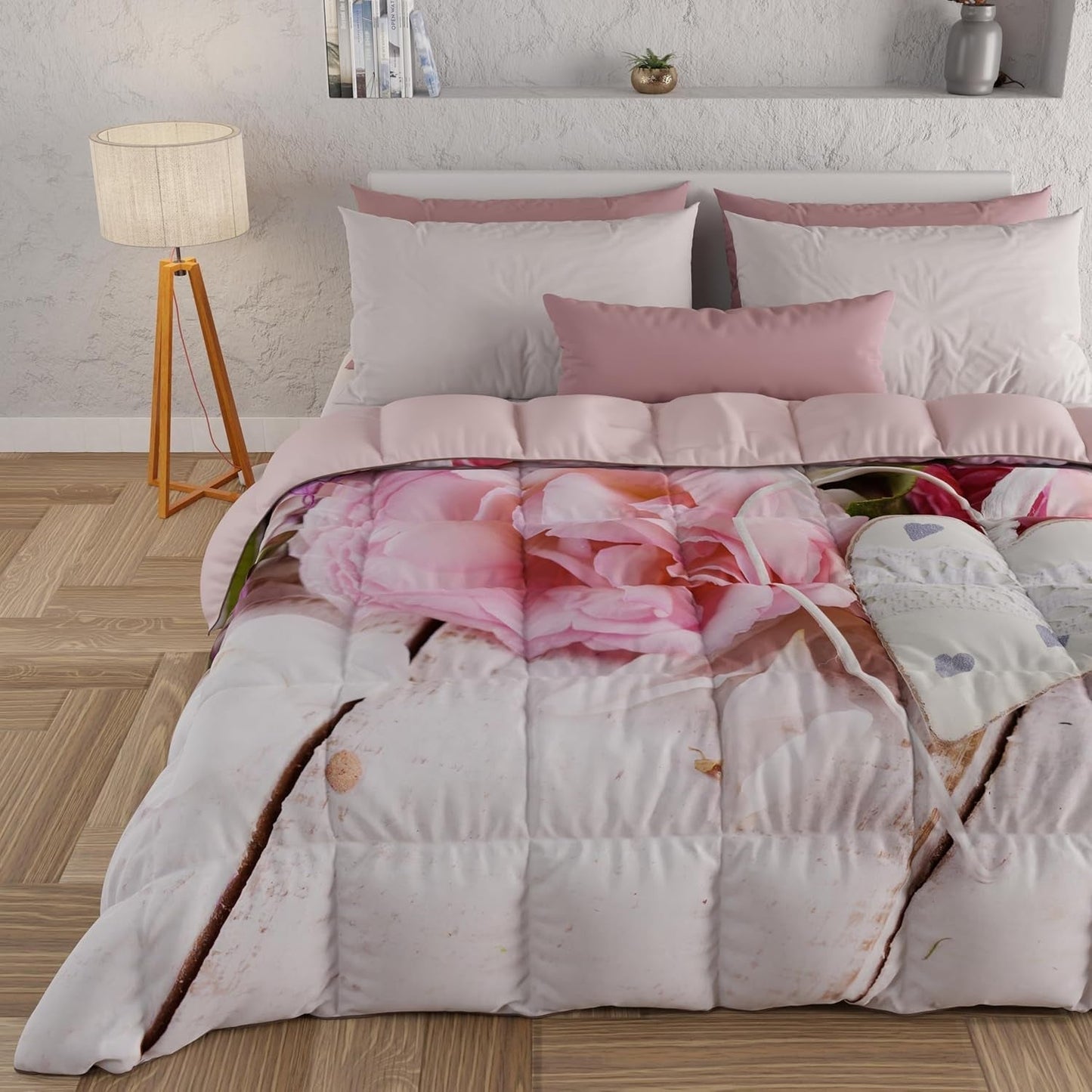 PETTI Artigiani Italiani - Vintertäcke, Vintertäcke, Enkeltäcke, Dubbelsidigt, Enfärgat och digitalt tryck, 100 % hypoallergen mikrofiber, Tillverkad i Italien Täcken och täcken Naty Shop Country chic King Single