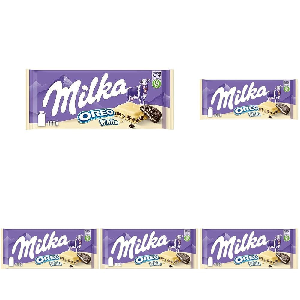 Milka Oreo Sandwich – alpin mjölkchoklad, fylld med knapriga bitar av Oreo-kakor och slät vaniljkräm – 92g