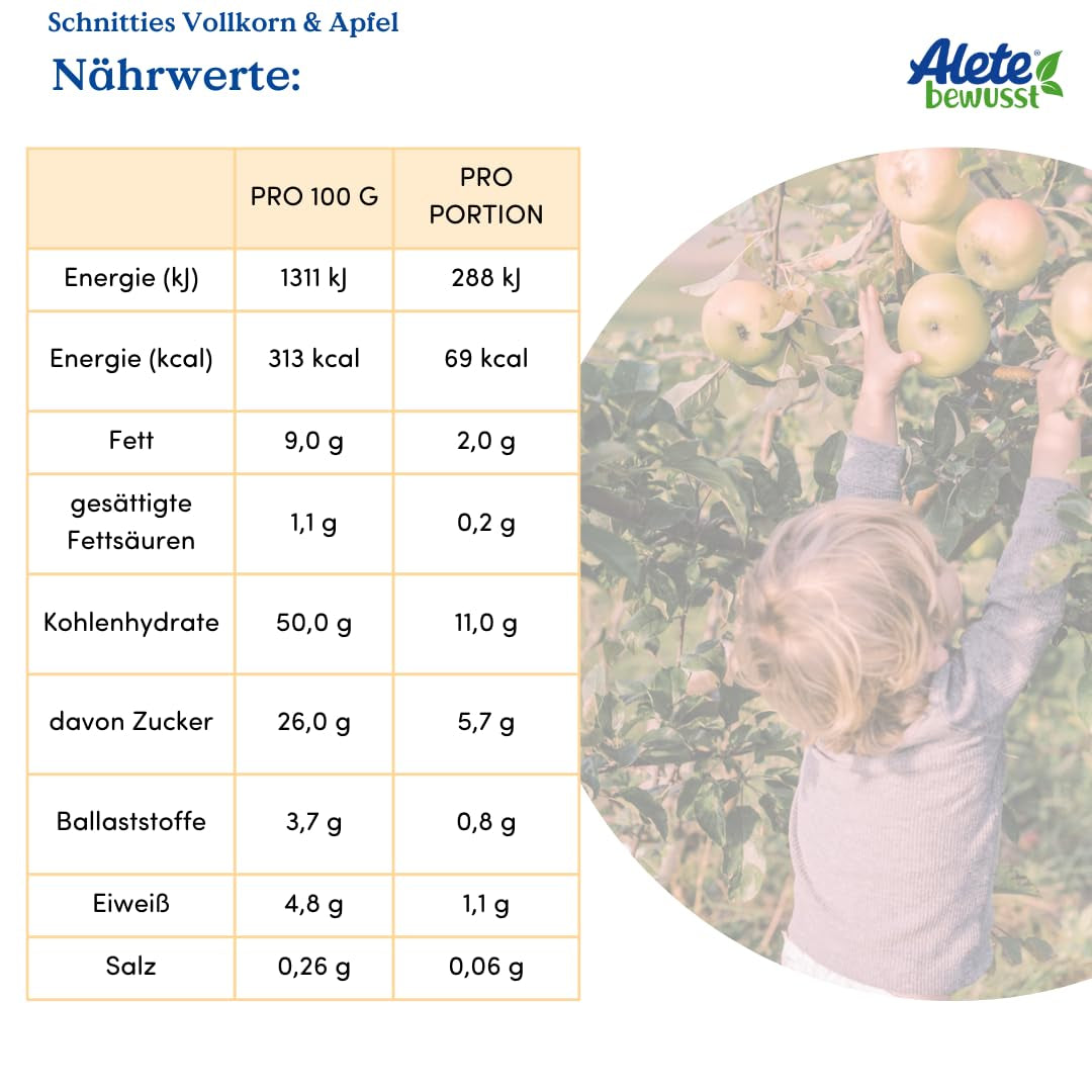 Alete ekologiska skivade pajer med fullkorn och äpplen 6 x 22 g