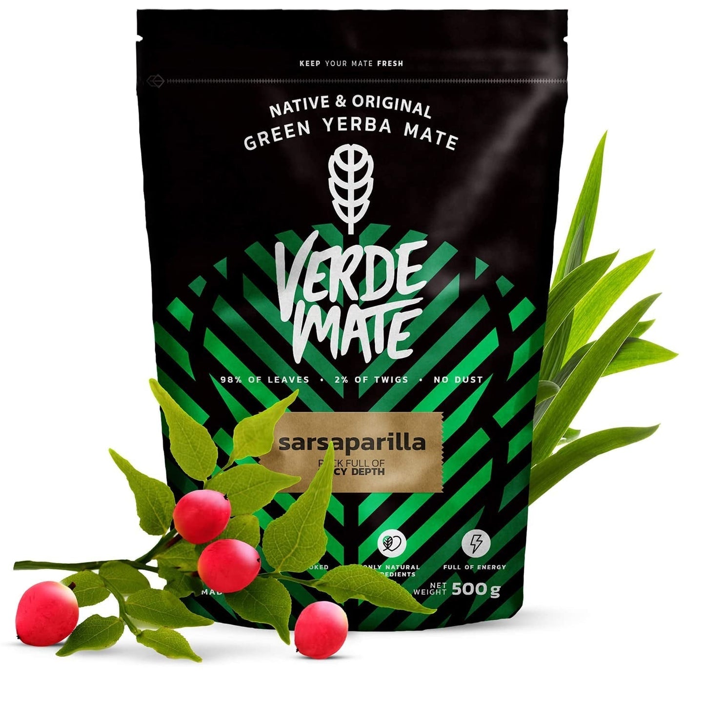 Herbal Yerba Mate Tea Set | Yerba Mate med örter | Green Mate Green Energy Guarana, Guayusa Jazmin, Sarsaparilla | Brazilian Green Yerba Mate | 3X500G