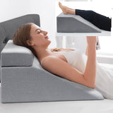 Läskudde och benhiss fjäderkudde, Memory Foam Nackrygg Benkudde, Multifunktionell avtagbar kudde för säng, soffa, sittande, sova och vila (grå)