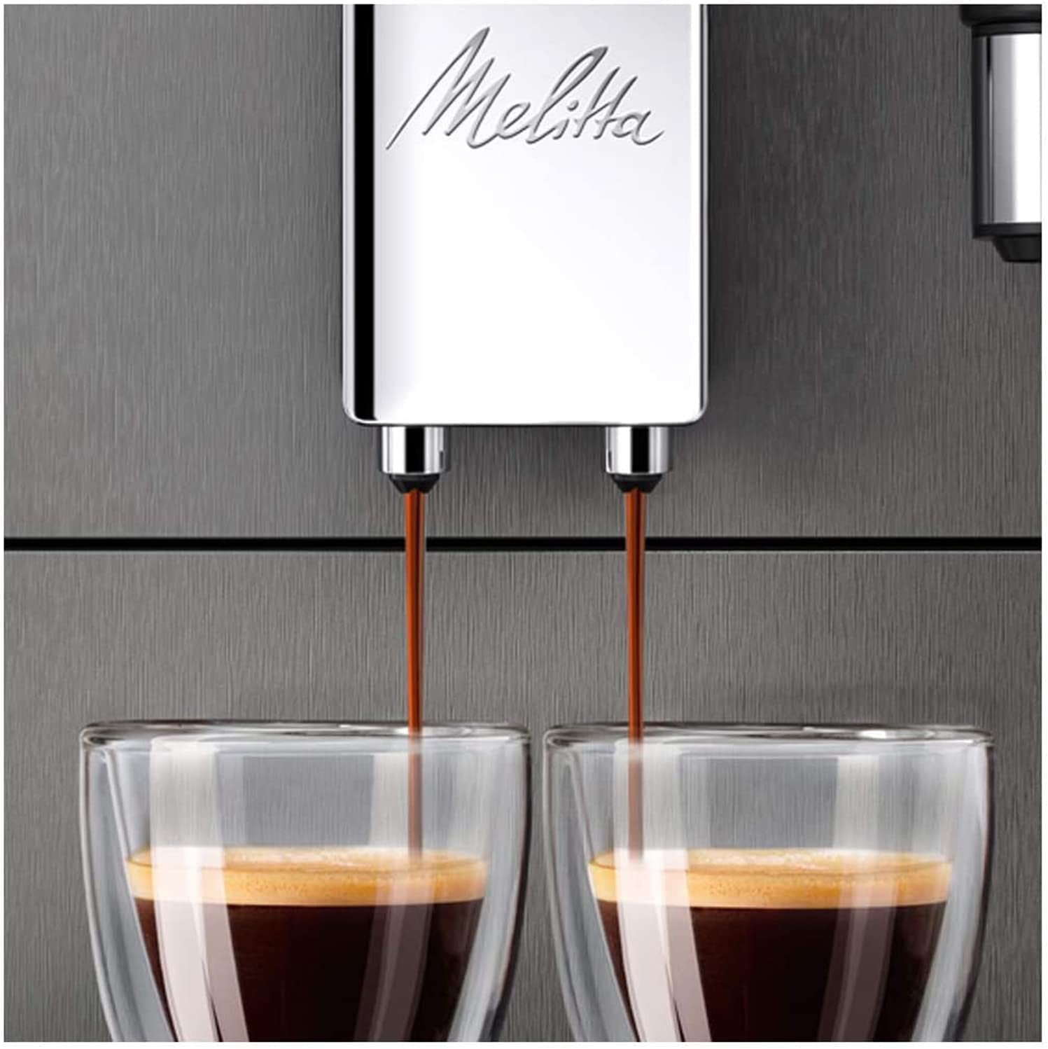 Melitta Avanza - Helautomatisk espressomaskin med mjölksystem, espressomaskin med kvarn och extra stor vattentank (1,5 l) för t.ex. cappuccino eller espresso, mystisk titan