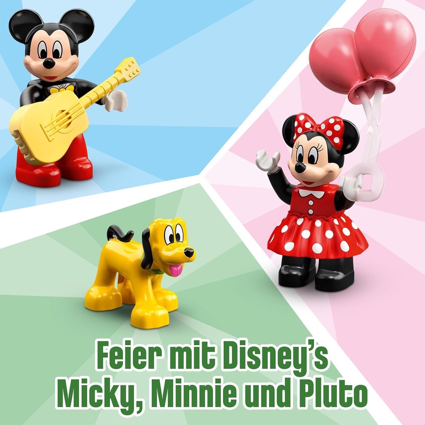 LEGO 10941 DUPLO Disney Musse och Minnie födelsedagståg, leksakståg med tårta och ballonger, present till barn 2 år och äldre Byggset Besuche den LEGO-Store