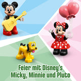 LEGO 10941 DUPLO Disney Musse och Minnie födelsedagståg, leksakståg med tårta och ballonger, present till barn 2 år och äldre Byggset Besuche den LEGO-Store