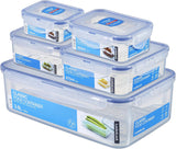 LocknLock PP Klassisk matförvaringsburksats 5st | 180ml, 350ml, 600ml, 870ml, 3,6L | 100 % luft- och vattentät | utan BPA | frys- och kylarrangör | diskmaskin och mikrovågssäker Matförvaringslådor Naty Shop Square 5st.