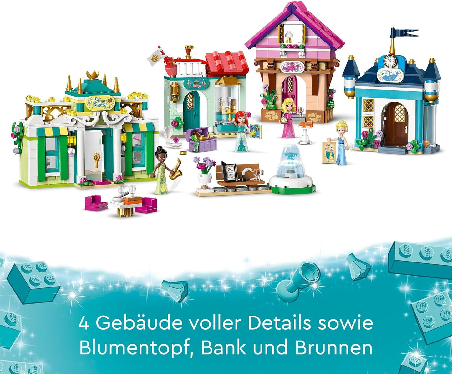 LEGO Disney Princess: Disney Princess Adventure Market, leksakshus med 4 dockor inklusive Askungen och Ariel, Lekset med skattkarta, present till flickor och pojkar från 6 år 43246 Byggset Besuche den LEGO-Store