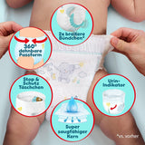 Pampers Premium Protection Pants Größe 6, 78 Windeln, 13kg-19kg, Mit 360° Fitform, 2x breiteren Bundchen als vorher för Komfort & Schutz + 10 Stück Pampers Aqua Baby-Weuchttücher enthalten