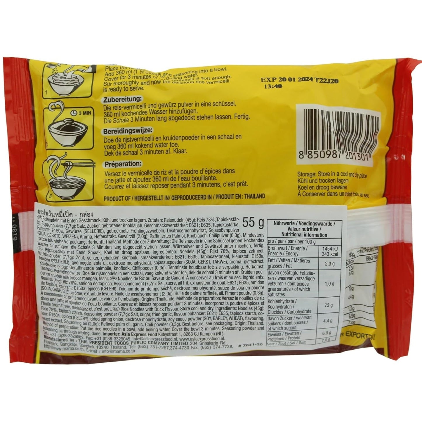 MAMA - Instant anka med vermicelli ris, förpackning om 30 (30 X 55 GR)