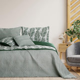 Ameliahome Överkast Överkast 170X210 Cm Dubbelsidigt Lättskött Överkast Växtmönster Grön Vit Tropiska Bonaire Sängar och filtar Besuche den AmeliaHome-Store