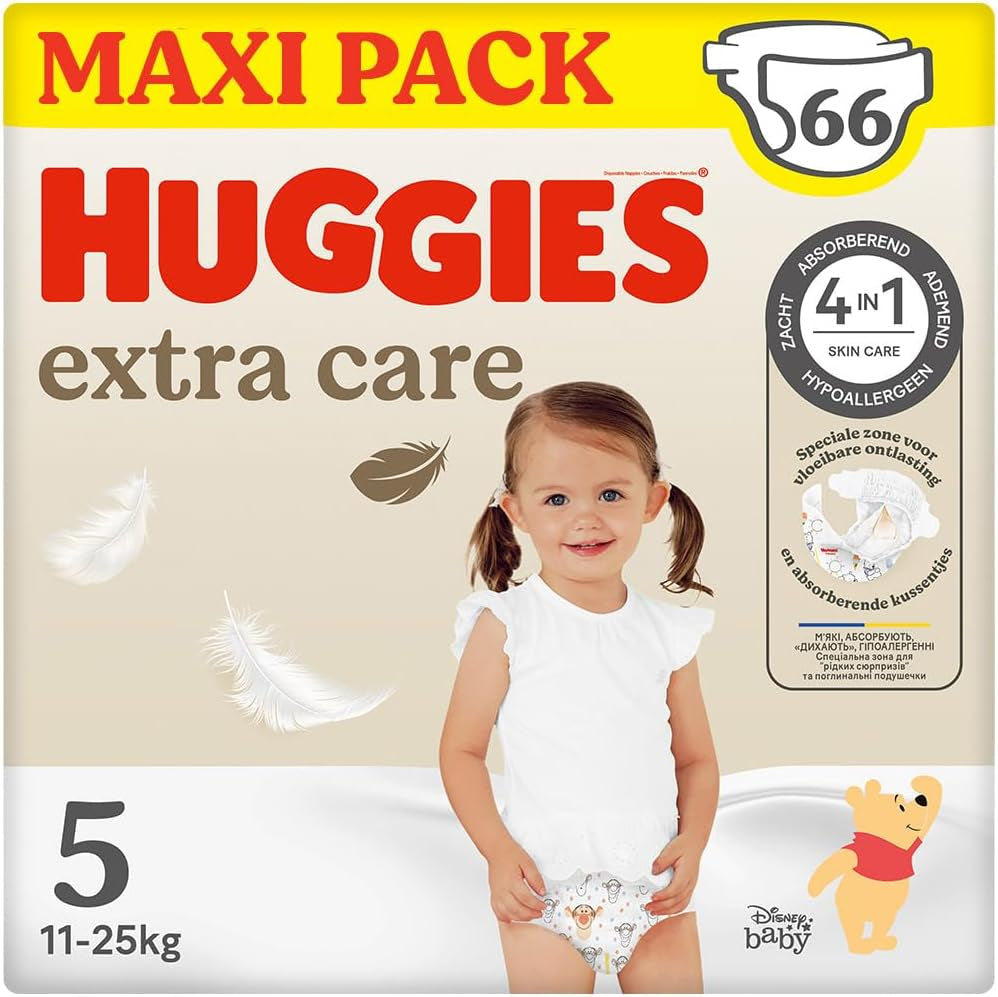 Huggies Extra Care Babyblöjor med Disney, storlek 5 (12-22 kg), 2 pack x 33 blöjor, 66 blöjor totalt