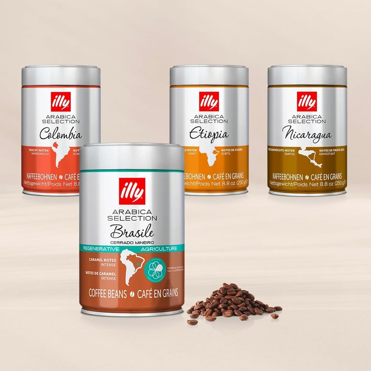 illy, Kaffeebohnen Arabica Selection Costa Rica, 100% Arabica med karamell-, Schokoladen- och Vanillenoten, süßer Gesmack, 1 Dos mit 250g