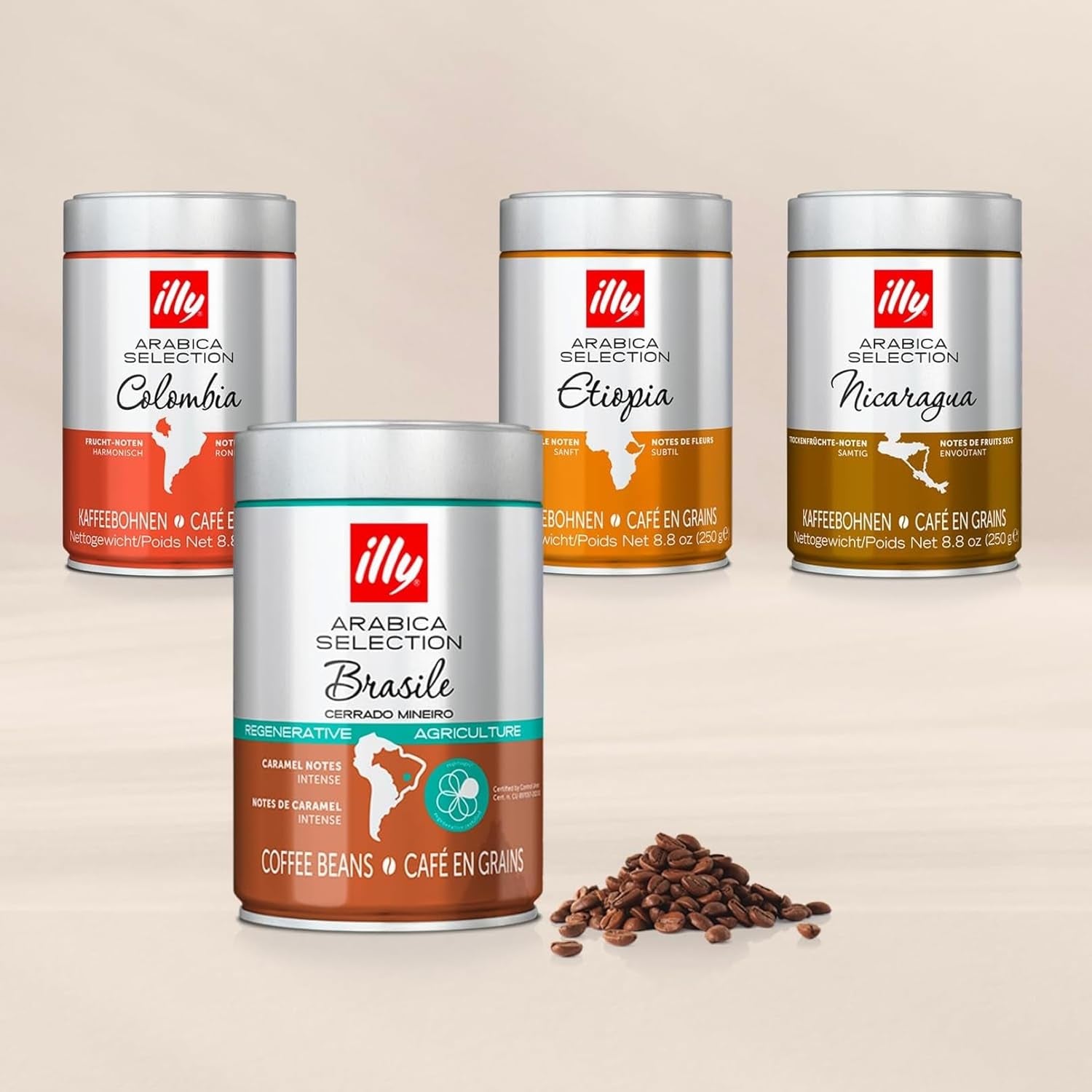 illy, Kaffeebohnen Arabica Selection Costa Rica, 100% Arabica med karamell-, Schokoladen- och Vanillenoten, süßer Gesmack, 1 Dos mit 250g