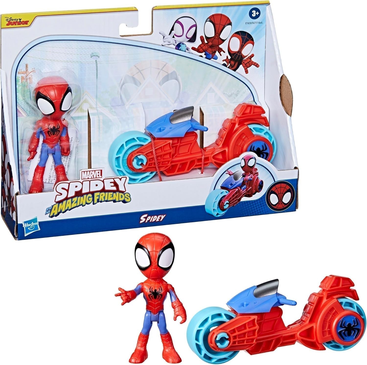 SPIDEY och HANS FANTASTISKA VÄNNER Marvel Spidey Motorcykelfigurleksak för pojkar och flickor från 3 år och uppåt Actionfigurer Naty Shop