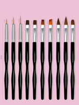 Nail Art Pinsel Set, 10st Nageldesign Malerei Pinsel, Professionelle Nail Art Design Pinsel, Nail Fine Liner Pinsel, Schwarz