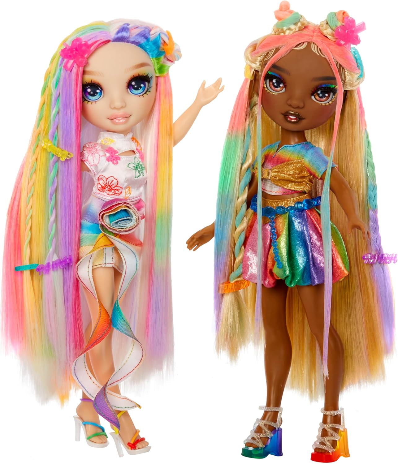 Rainbow High Hair Chalk & Styling Doll - Meline - 28 cm regnbåge och guld tvättbar hårkritdocka, färgning, styling, lek, skölj och repetera, för barn i åldern 4-12 år