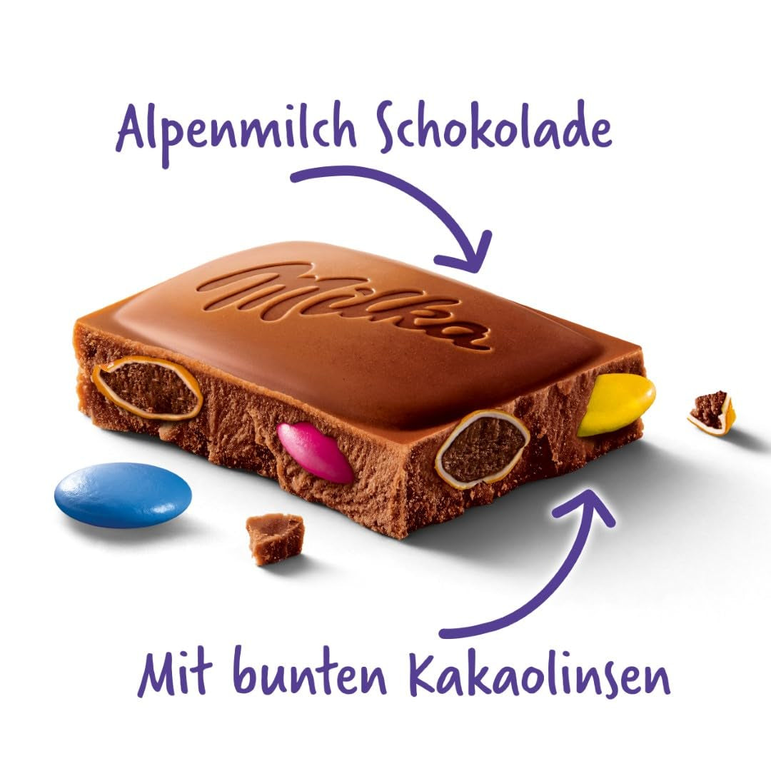 Milkachoklad med linser färgad med kakao - Alpin mjölkchoklad med knapriga linser med choklad - 100g