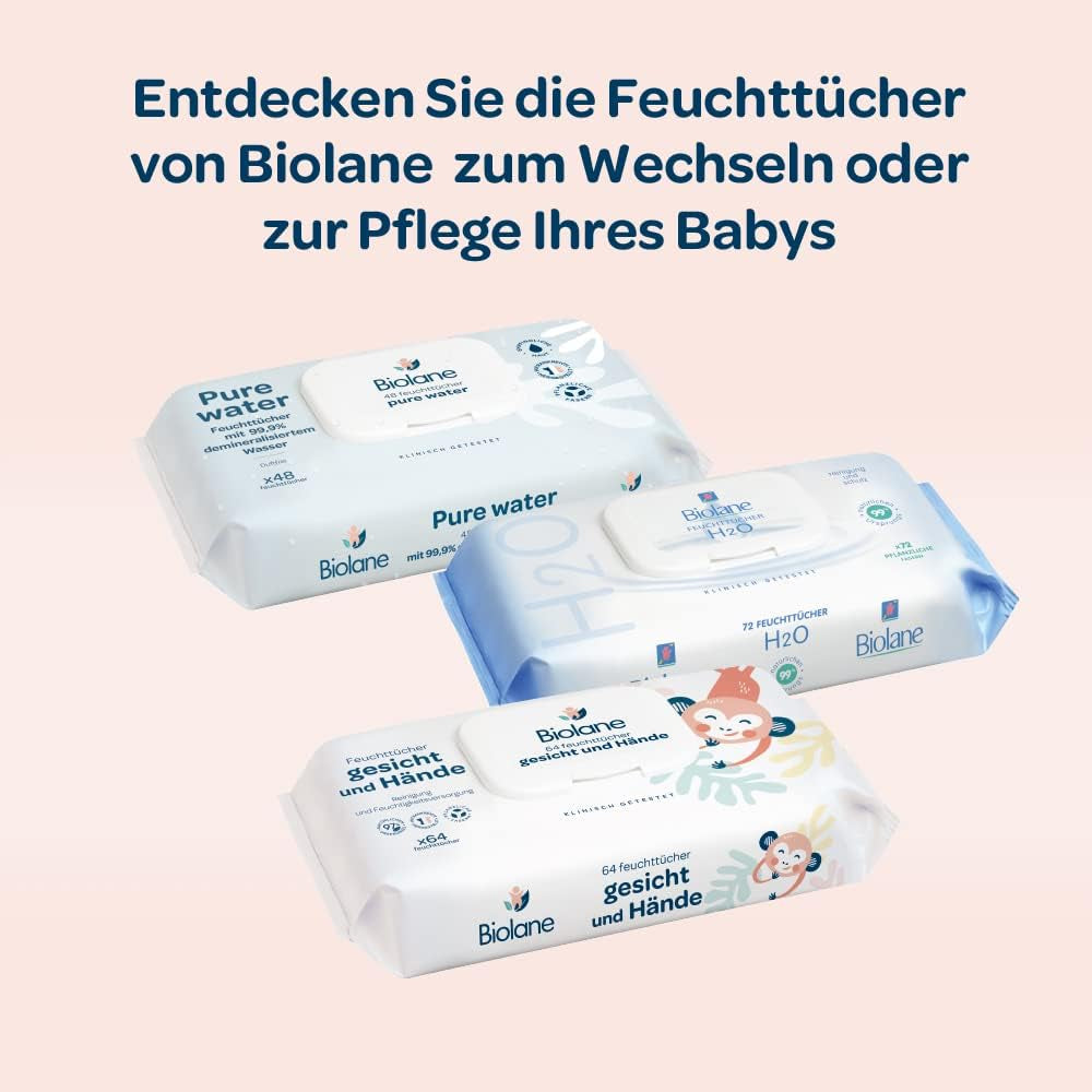 BIOLANE - Våtservetter för bebisar, ansikte och händer - Extra skonsamma rengöringsservetter för hygien - Våtservetter för bebisar från födseln - Alkoholfri - 12 x 64 våtservetter (768 våtservetter)