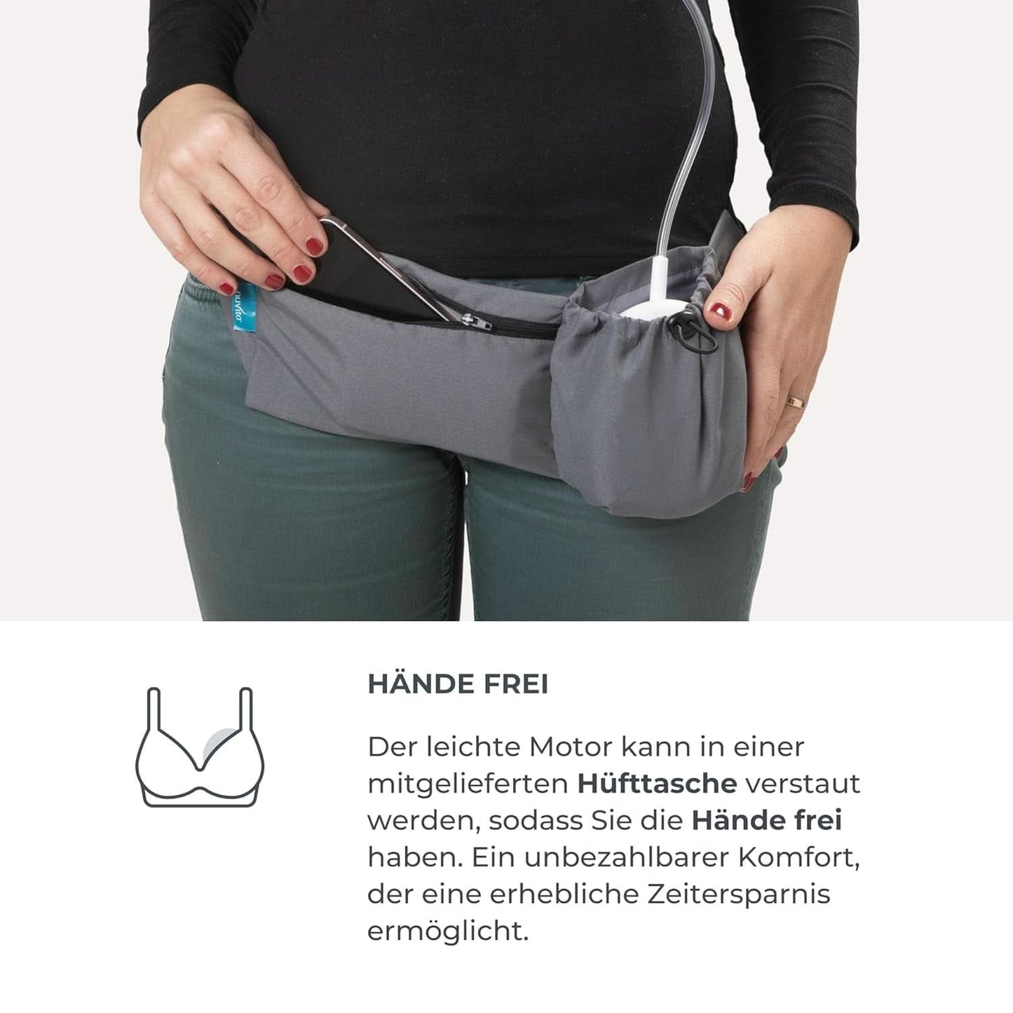 Nuvita Materno Smart Wear 1287W - Hands-free bärbar elektrisk bröstpump - 3-fas teknologi, anpassningsbar, portabel, dubbel bröstpump konverteringssats tillgängligt Tillbehör Mat och amning Bebe Naty Shop