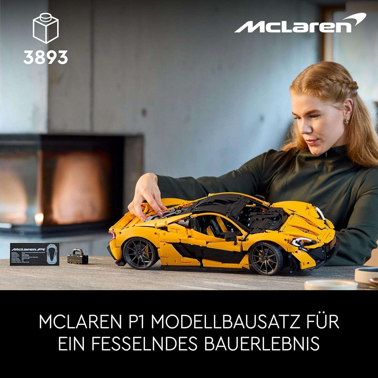 LEGO Technic Mclaren P1 Super Sports Car Set För Vuxna Bilfans Present V8 Kolvmotor 7-växlad växellåda Skalmodell Billeksaksbilset 42172 Byggset Besuche den LEGO-Store