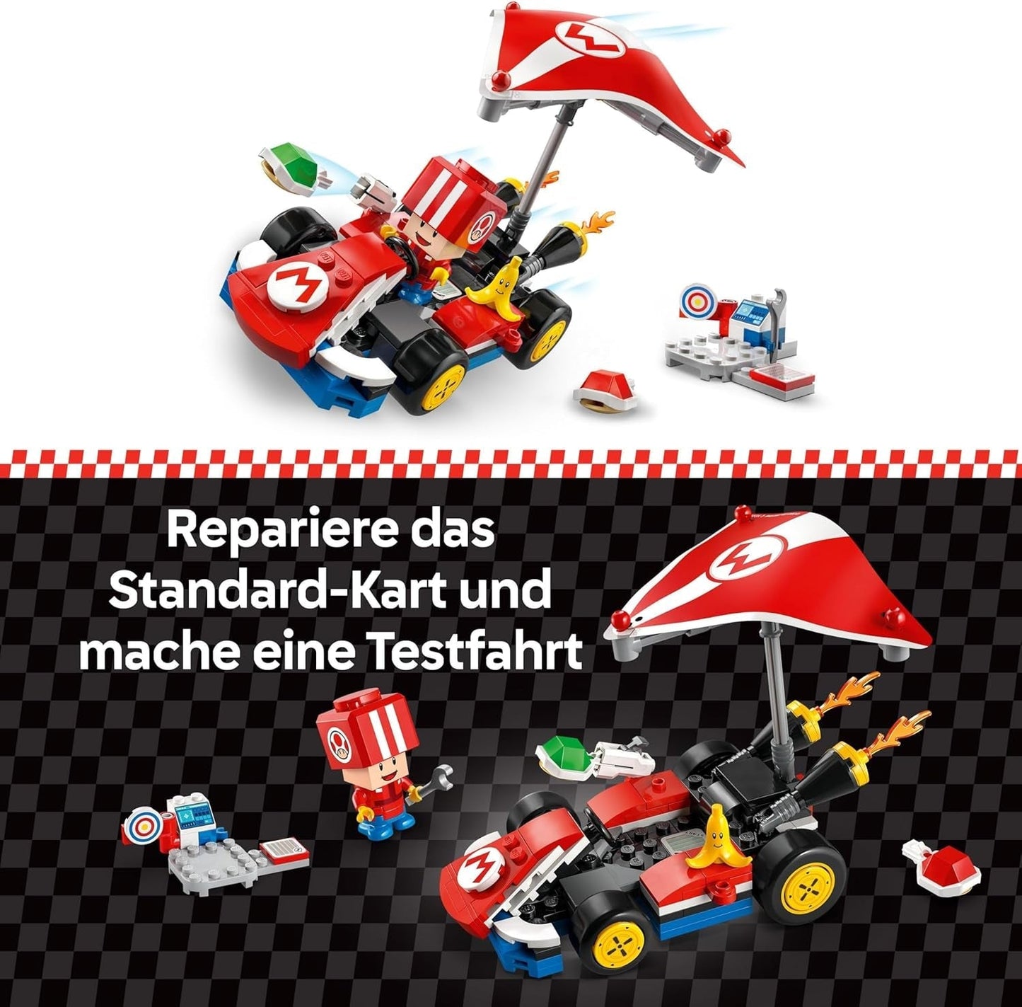 LEGO Super Mario: Mario Kart - Standard Kart, Nintendo Collection, Present för barn, låter pojkar, tjejer och spelare från 7 år och uppåt spela självständigt, Äventyrsleksak med padda Figur 72032 Byggset Besuche den LEGO-Store