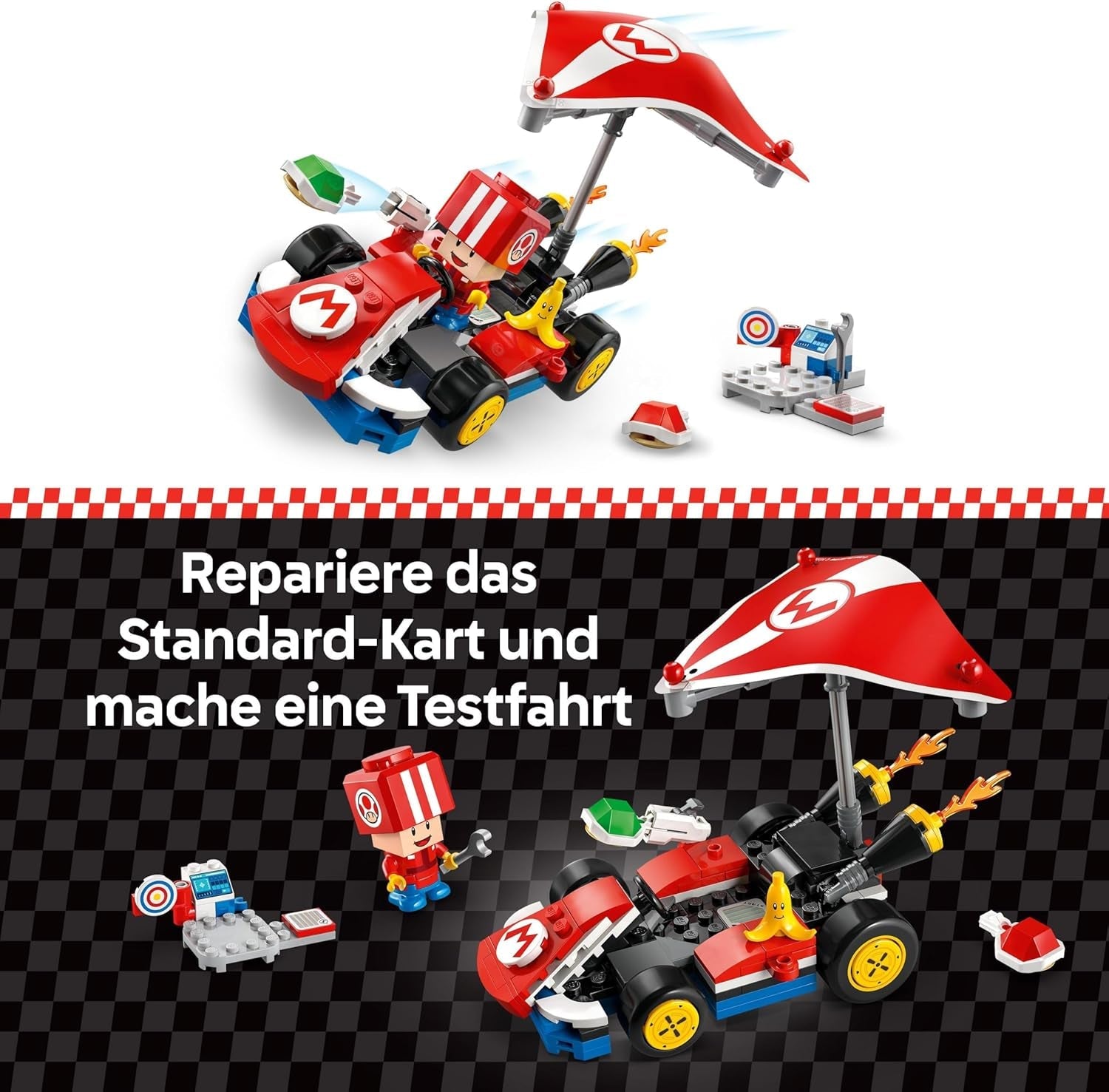 LEGO Super Mario: Mario Kart - Standard Kart, Nintendo Collection, Present för barn, låter pojkar, tjejer och spelare från 7 år och uppåt spela självständigt, Äventyrsleksak med padda Figur 72032 Byggset Besuche den LEGO-Store