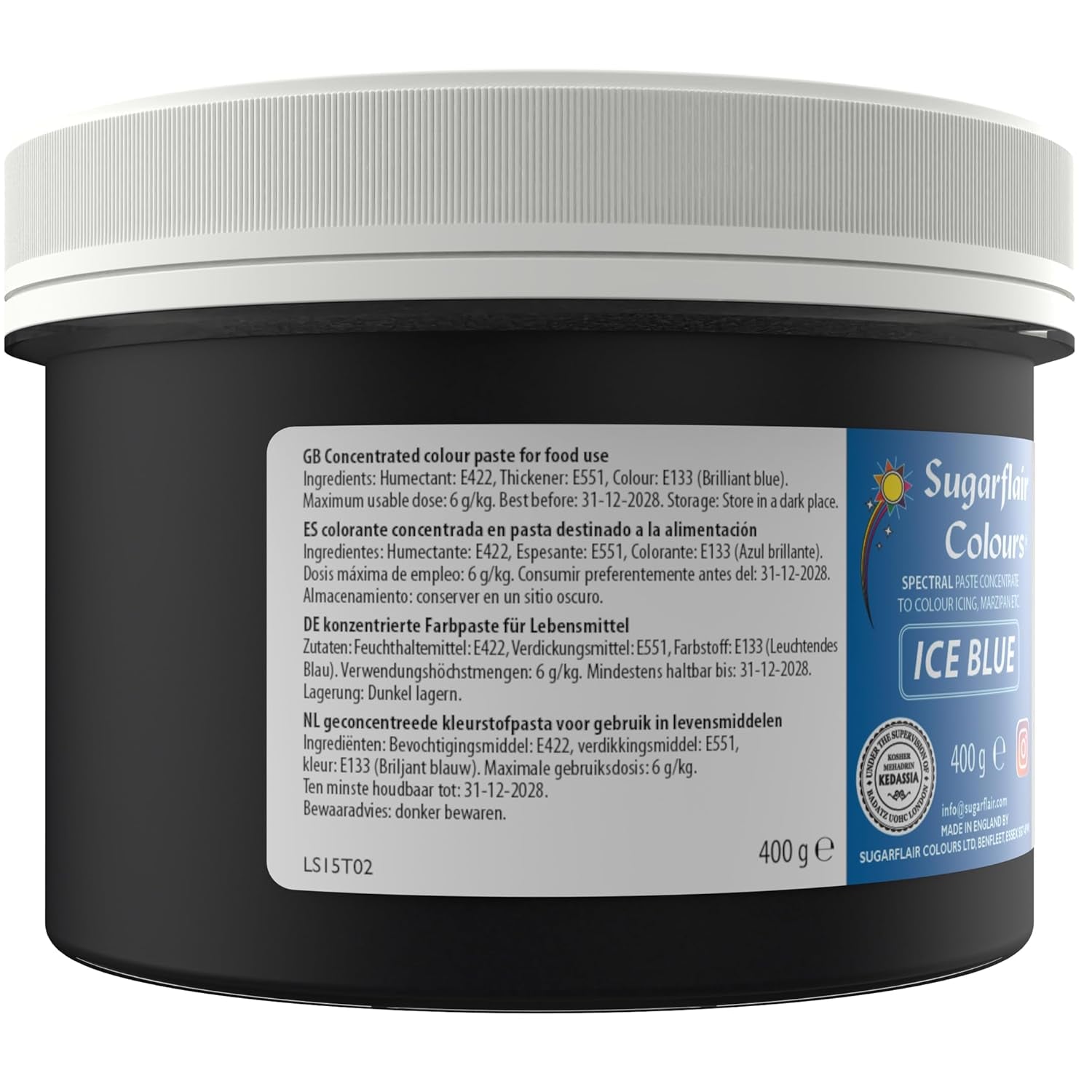 Sugarflair Ice Blue Pasta matfärg, fondant och marsipan matfärgning, Spectral Concentrated Pasta - 400 g