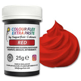 Sugarflair Colourflex Extra Paste matfärg, röd - Ätbar matfärg för smörkräm, choklad, sockerpasta, glasyr, fondant, kakmixar, deg med mera - 25g