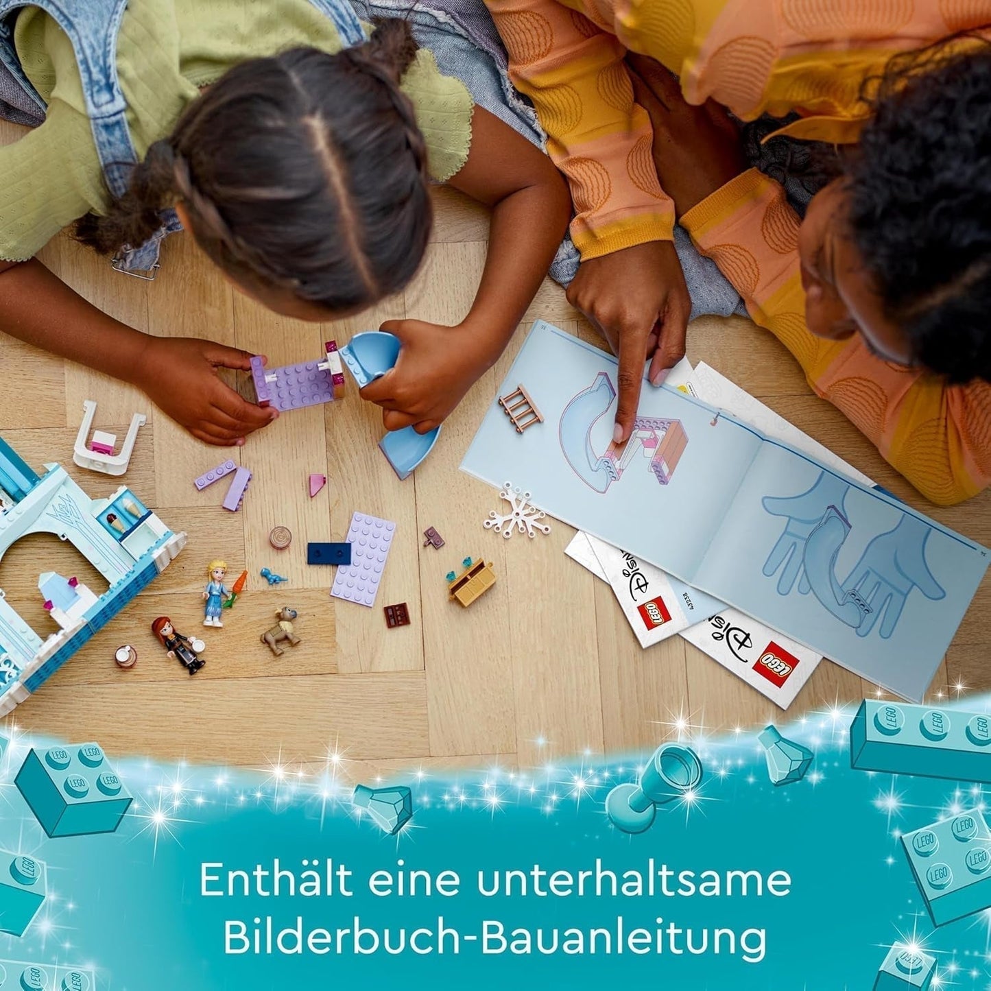 LEGO Disney Frozen Elsas ispalats, Isdrottningens slott, prinsessan ELSA och Anna dockleksak, plus 2 djurfigurer, fantastisk present till 4-åriga flickor och pojkar 43238 Byggset Besuche den LEGO-Store