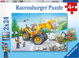 Ravensburger Pussel för barn - 07802 Grävmaskin och skogstraktor - Pussel för barn från 4 år, med 2X24 bitar Pussel Naty Shop Single