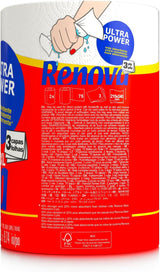 Köksrullar Renova Renova Ultrapower | 24 XXL-rullar = 60 standardrullar | 3 ultraabsorberande och maximalt motståndsskikt | Fsc-certifierat papper