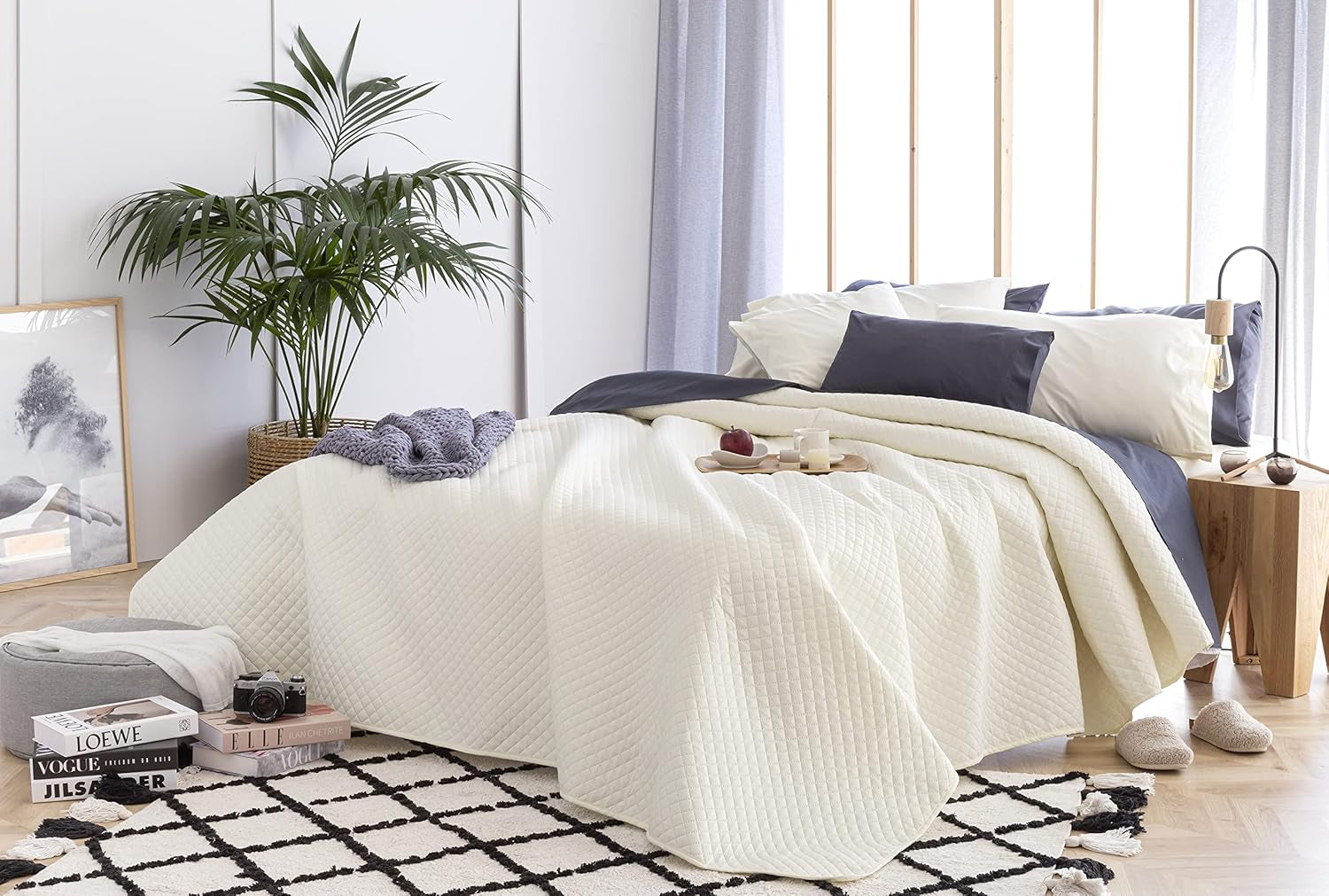 Todocama Fine Boutique Överkast Diamantmönster Vår Sommar Höst Vinter 100 % Extra Mjukt Mikrofiber Multifunktionellt Överkast 105-200 X 260 cm Beige Sängar och filtar Besuche den Todocama-Store