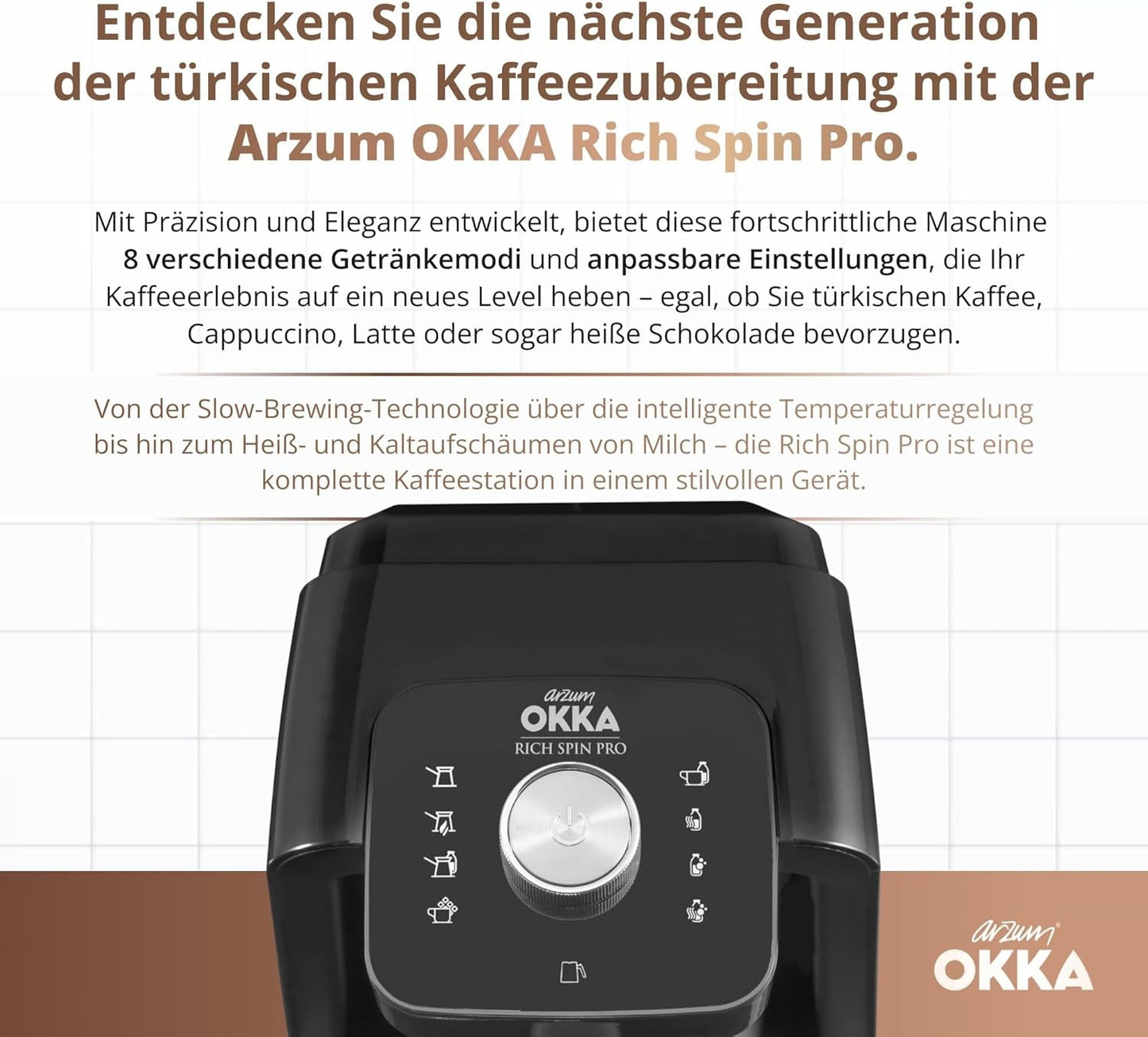 TURKISK KAFFEMASKIN Arzum OKKA RICH SPIN PRO (krom)
