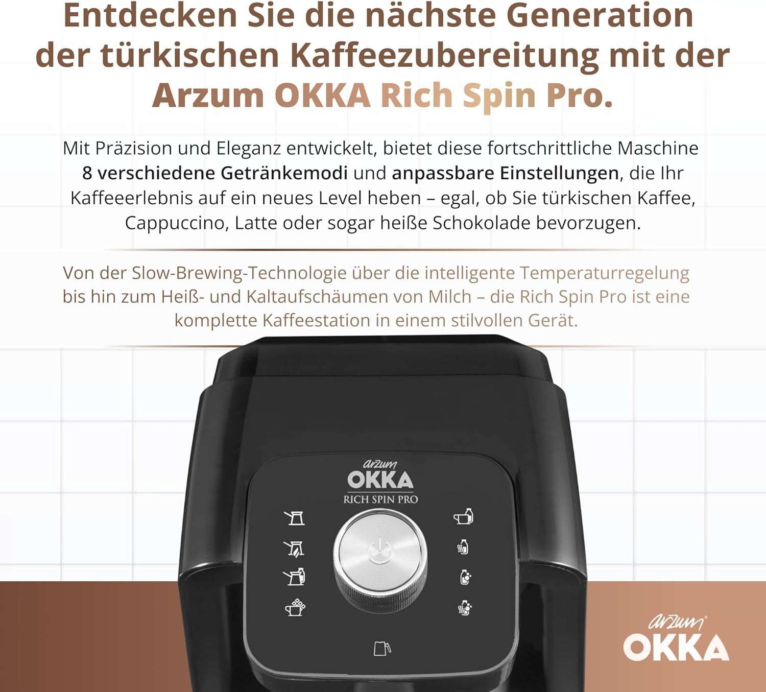 TURKISK KAFFEMASKIN Arzum OKKA RICH SPIN PRO (krom)