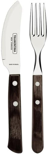 Tramontina PIZZA Bestck, 8-delad set, för 4 personer, Rostfreier Edelstahl, Fsc-Zertifizierte Holzgriffe, Spülmaschinenfest Kitchen Naty Shop
