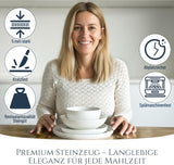 Kristall 48 delar porslin servisset TESTVINNARE Klart porslin servis set Skålar och tallrikar Middagsservice för 12 Pure Living servis set i vitt