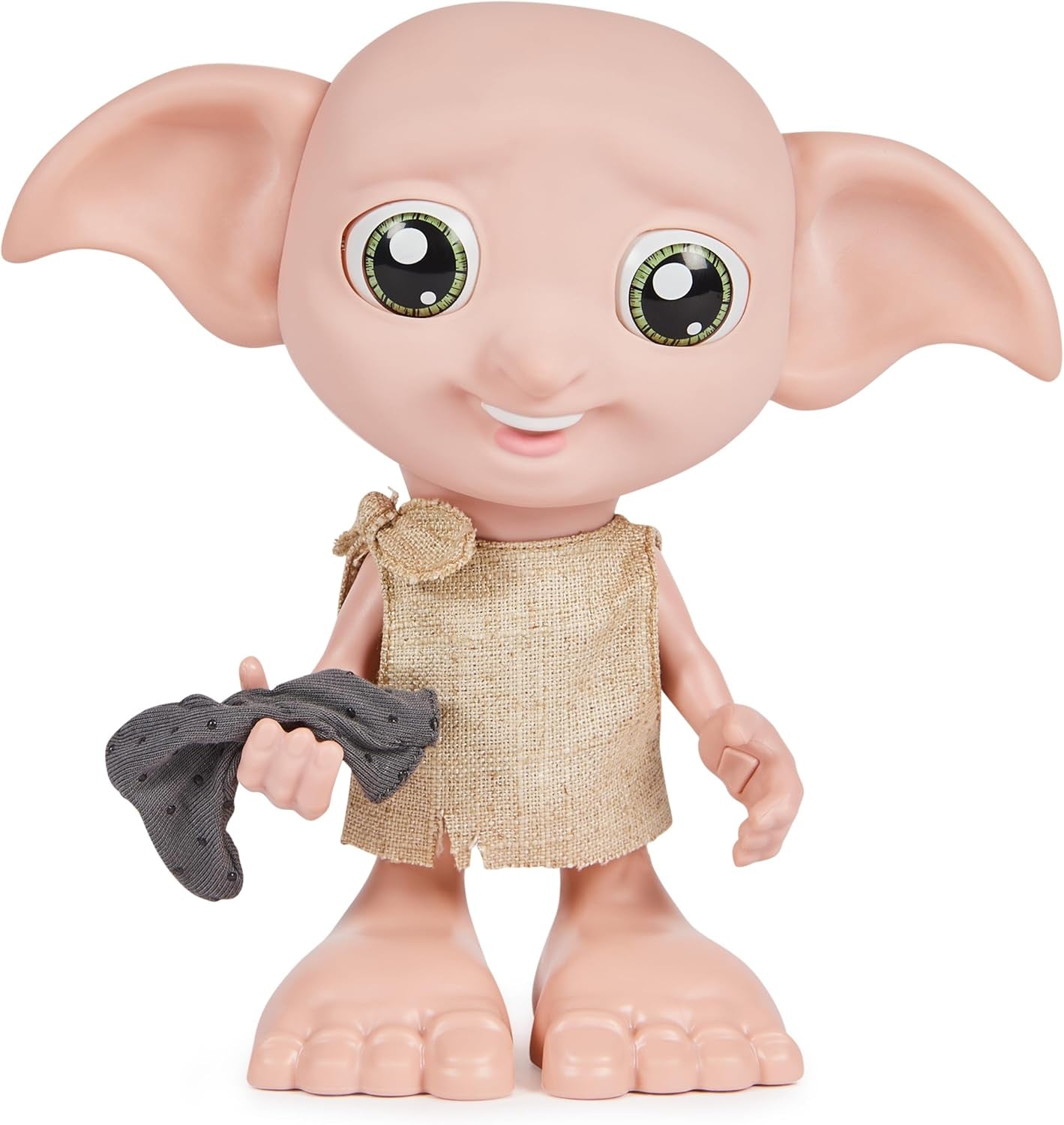Spin Master 6067280 Wizarding World Harry Potter Magical Interactive Dobby Elf Sock Doll, 30+ ljud och fraser, 21,6 cm, barnleksak, svart