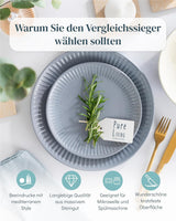 Keramisk servisset för 6, Hygge, 24 st. TESTVINNARE Drömmande skandinaviska servisservis i stengods Skål och tallrik Set Middagsservice för 6 Pure Living servisset i gråblått