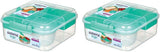 Bento Box TO GO matlådesystem med fack | 1,25 L matlåda med yoghurt/fruktbehållare | för barn och vuxna l | BPA-fri Minty Teal [21685-8T], Mint Green Naty Shop Matförvaringsboxar Mint Green 1,25 liter (förpackning med 2)