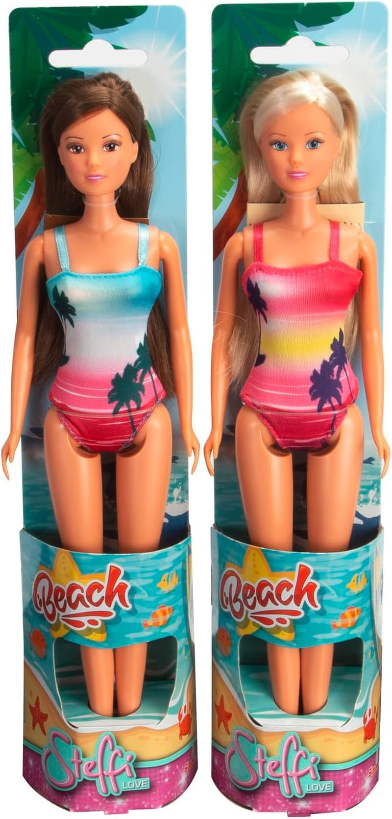 Simba Steffi Love Beach, matchad på två sätt, kommer endast att levereras EN sak, docka i baddräkt, lekdocka 29 cm, åldrar 3+