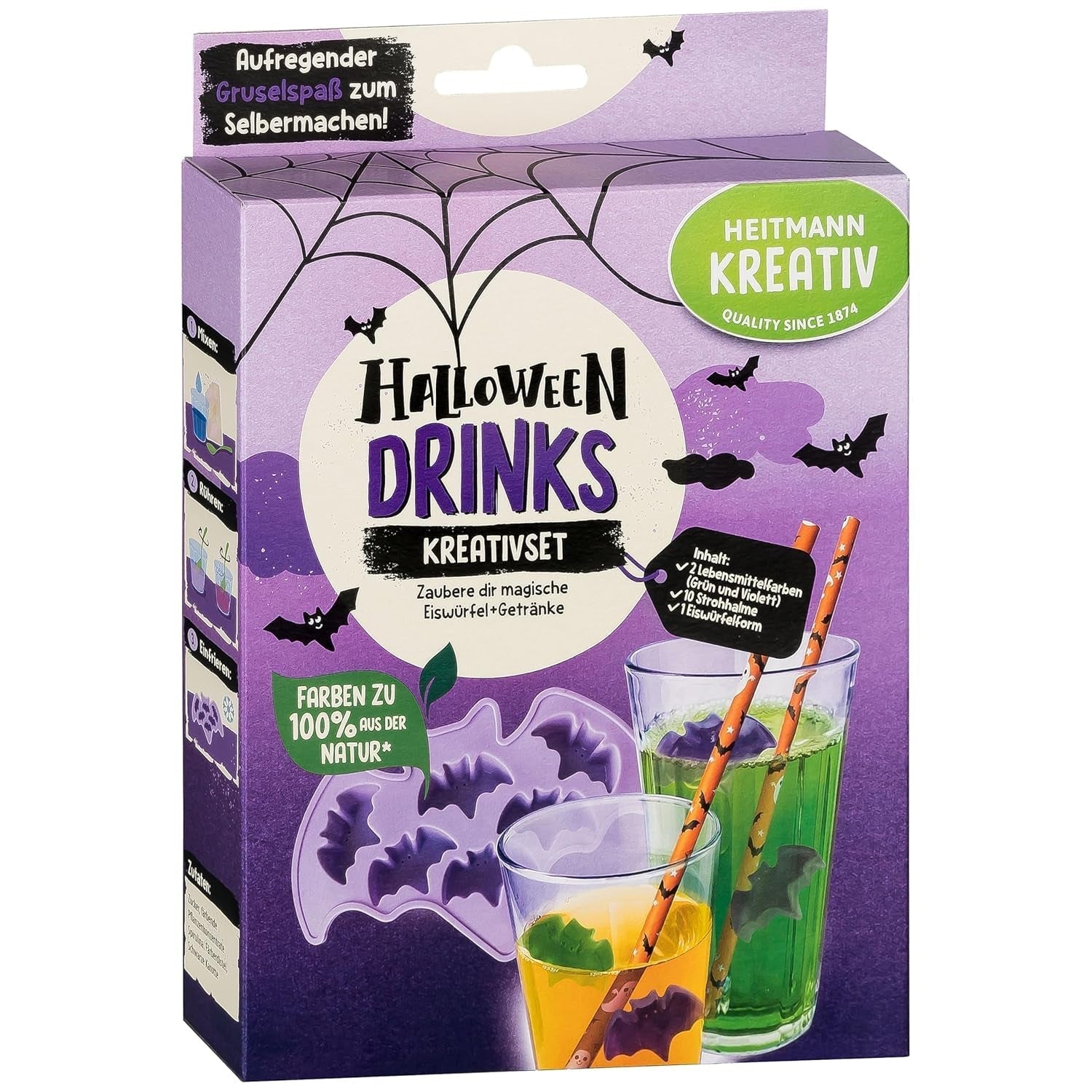 HEITMANN KREATIV - Creative Halloween Frukttuggummi Set - Växtbaserade pulverfärgämnen - Rosa - DIY Ghost Shape Frukttuggummin med hallonsmak