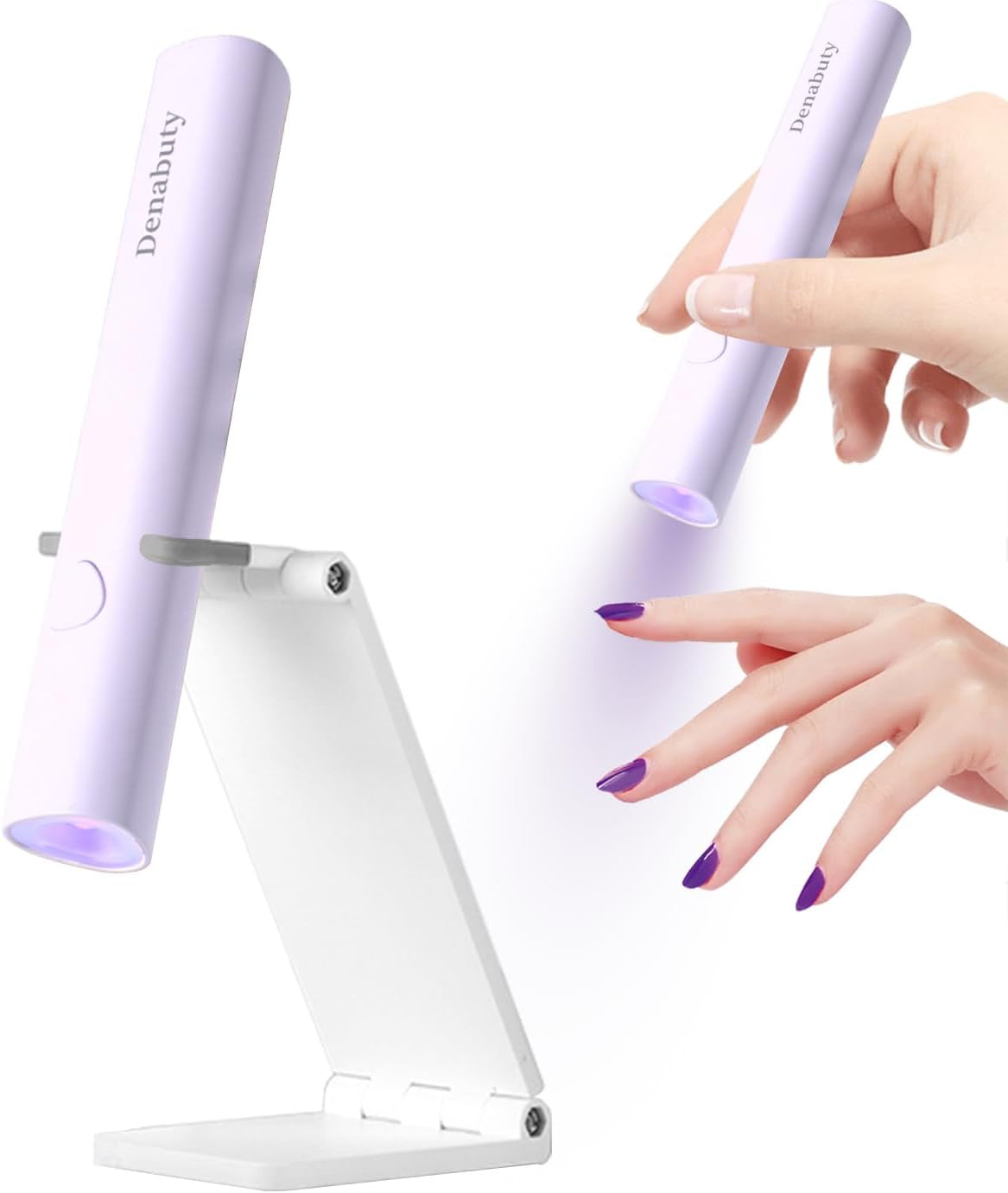 Denabuty UV-lampa för Gel Nagellack, Mini UV LED-lampa för Nagelbyte med stativ Tragbare Liten UV Nagellampa för Gel Nagellack, för Aushärten Von Nagelkleber & Nageltips Vit
