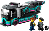 LEGO City Car Transporter med racerbil, leksaksbil med justerbar lastramp och racerbil, byggset med 2 minifigurer, racerförare och lastbilsförare, för barn från 6 år 60406 Byggset Besuche den LEGO-Store