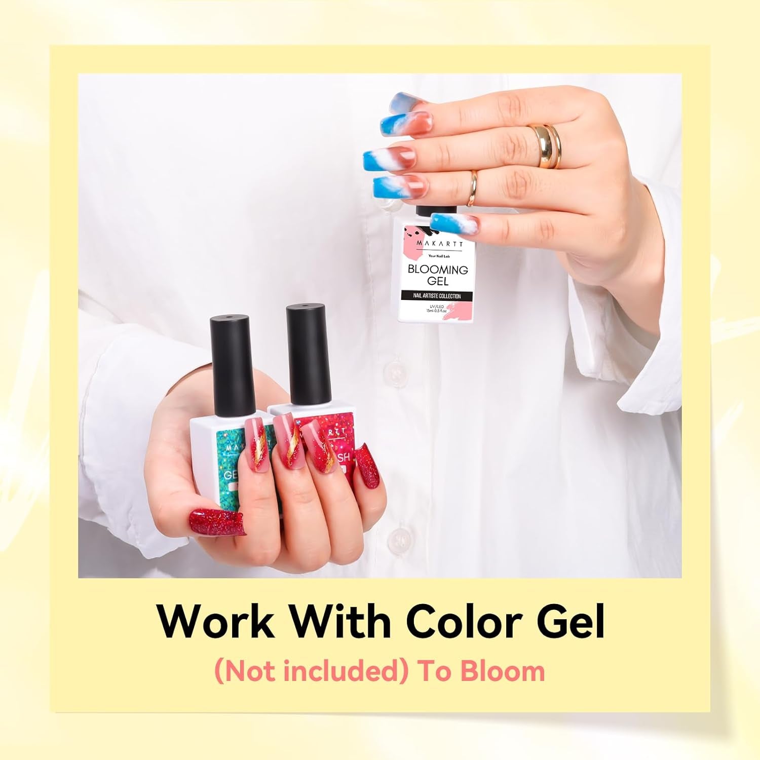 Makartt Blooming Gel Nagellack - 15ml Blooming Gel Nagellack Extender med marmorfärg, gelfärg, DIY-manikyr-nageldesign, blommor, djur, akvarell, magisk manikyrsats